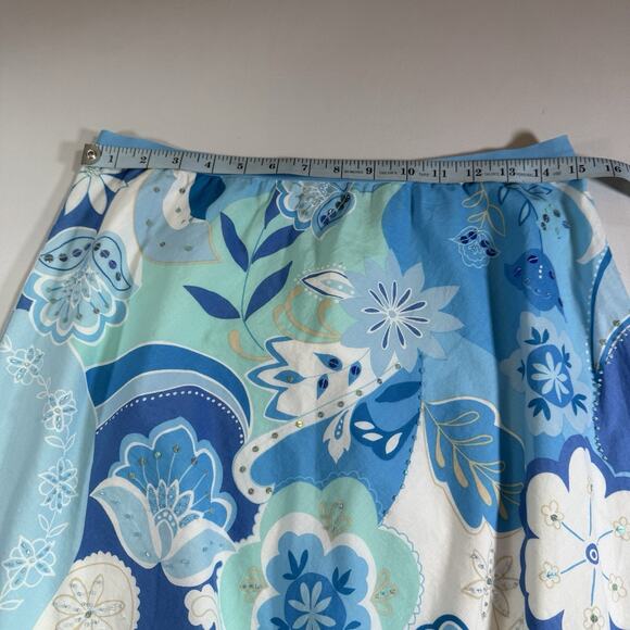 Y2K New York & Company Boho Sequin Beaded Floral Lined Midi Skirt Wms Size M - Picture 7 of 11